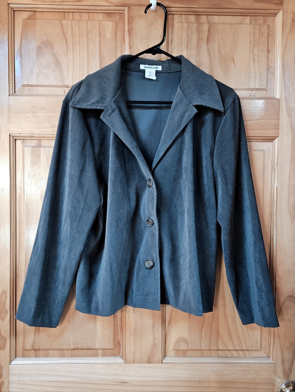 Olive Green Suede-Look Button Front Jacket